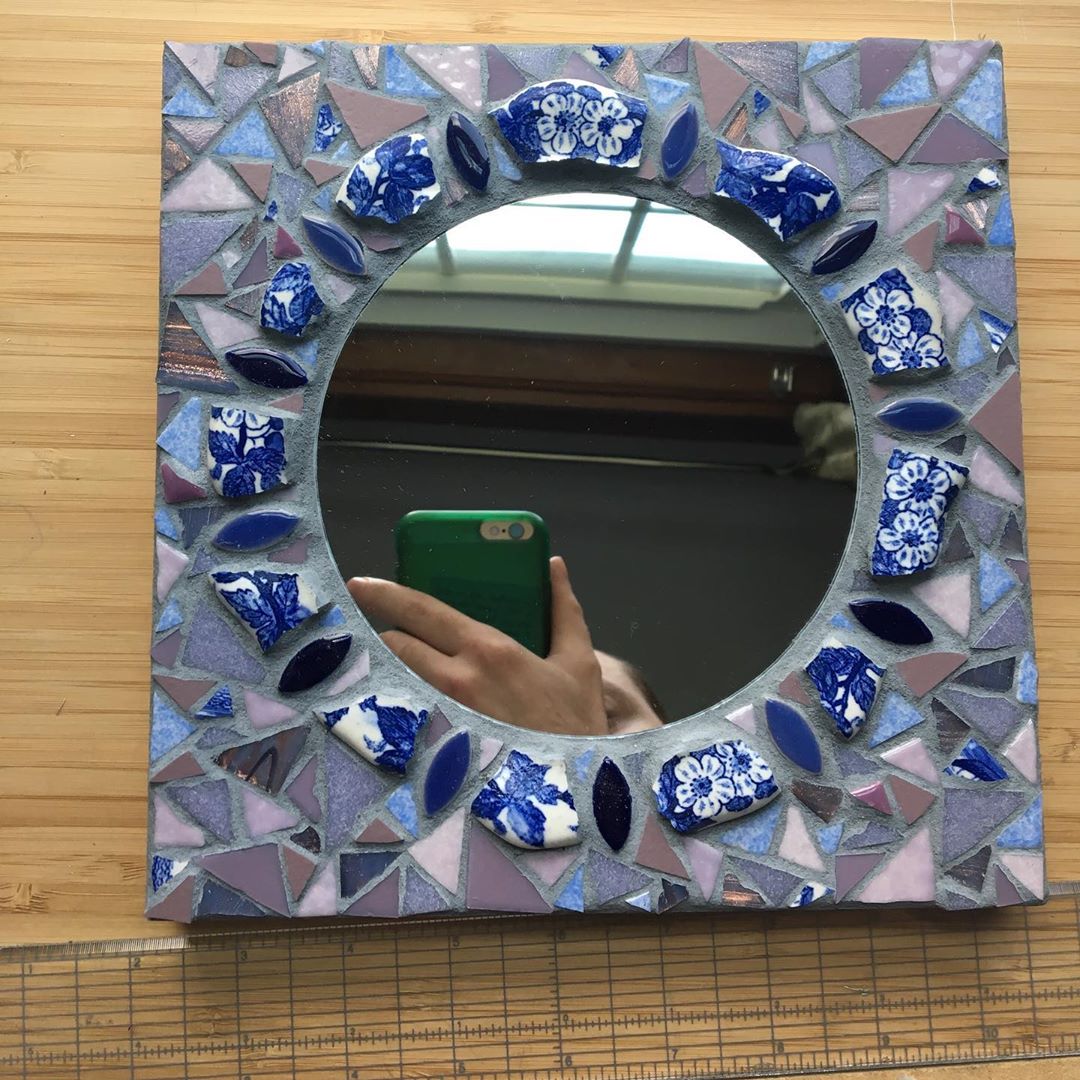 Flowered china mirror mosaic